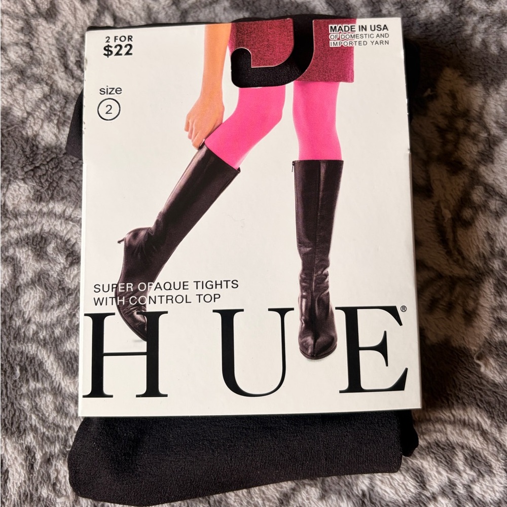 HUE Black Opaque Tights with Control Top